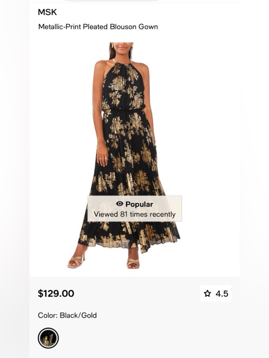 MSK Dresses & Skirts - MSK Metallic-Print Pleated Blouson Gown